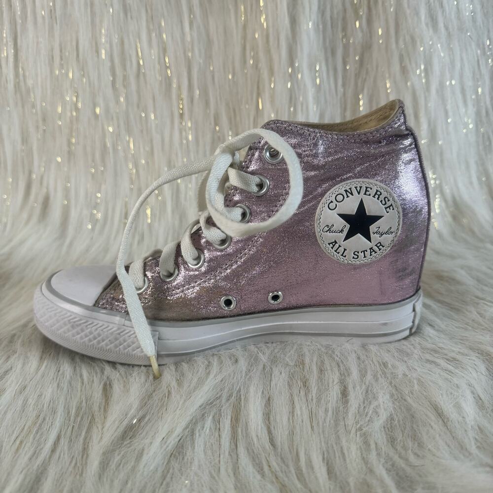 Converse Womens CTAS Lux Mid Wedge Sneakers Shoes Pink 556779C Textile 6.5